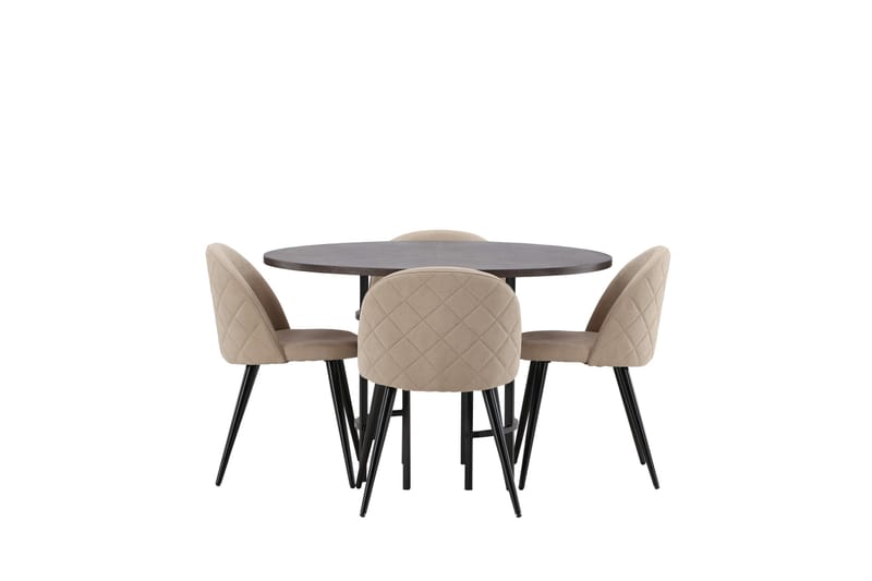 Copenhagen Matgrupp 115 cm Rund med 4 Velvet stolar - Beige - Möbler - Matplats - Matgrupp & matbord med stolar