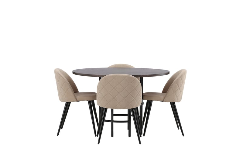 Copenhagen Matgrupp 115 cm Rund med 4 Velvet stolar - Beige - Möbler - Matplats - Matgrupp & matbord med stolar