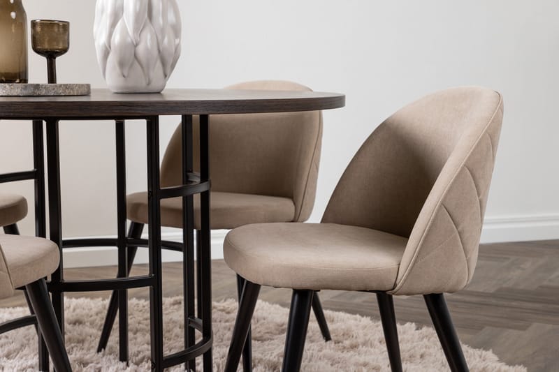 Copenhagen Matgrupp 115 cm Rund med 4 Velvet stolar - Beige - Möbler - Matplats - Matgrupp & matbord med stolar