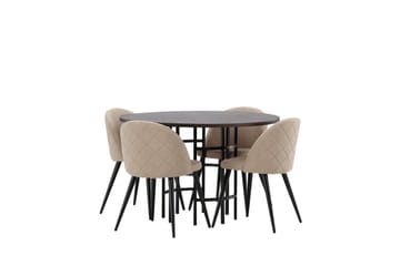 Copenhagen Matgrupp 115 cm Rund med 4 Velvet stolar - Beige - Möbler - Matplats - Matgrupp & matbord med stolar