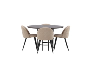 Copenhagen Matgrupp 115 cm Rund med 4 Velvet stolar - Beige - Möbler - Matplats - Matgrupp & matbord med stolar