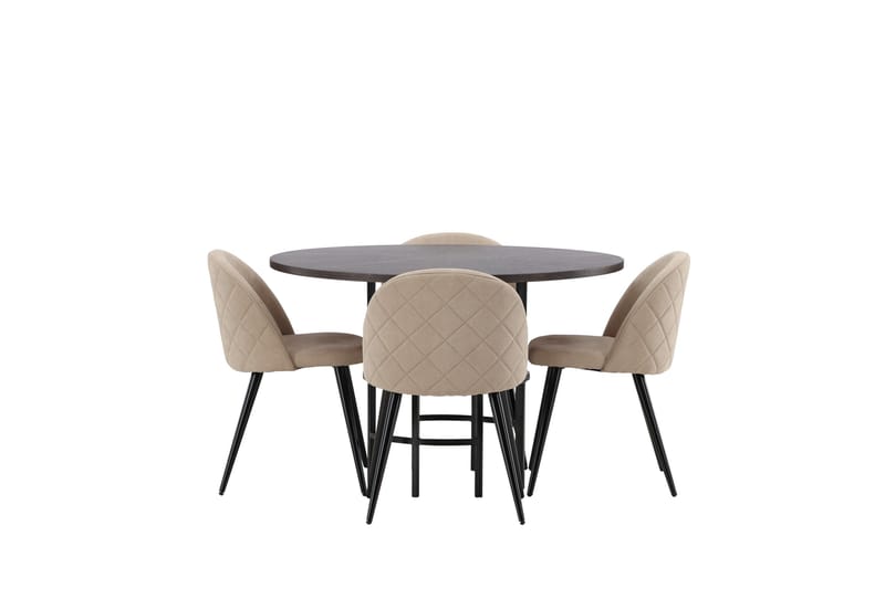 Copenhagen Matgrupp 115 cm Rund med 4 Velvet stolar - Beige - Möbler - Matplats - Matgrupp & matbord med stolar