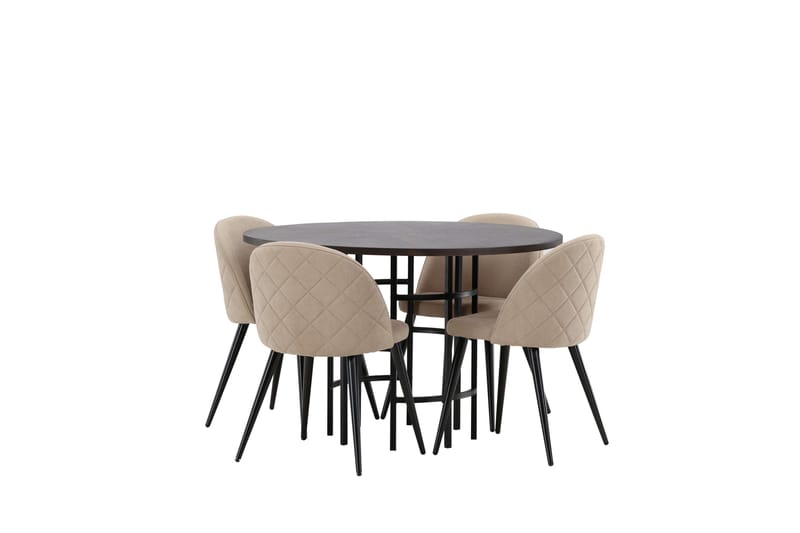 Copenhagen Matgrupp 115 cm Rund med 4 Velvet stolar - Beige - Möbler - Matplats - Matgrupp & matbord med stolar