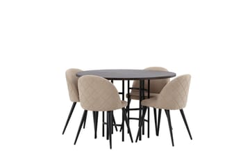 Copenhagen Matgrupp 115 cm Rund med 4 Velvet stolar - Beige - Möbler - Matplats - Matgrupp & matbord med stolar
