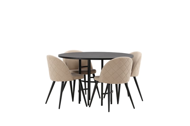 Copenhagen Matgrupp 115 cm Rund med 4 Velvet stolar - Beige - Möbler - Matplats - Matgrupp & matbord med stolar
