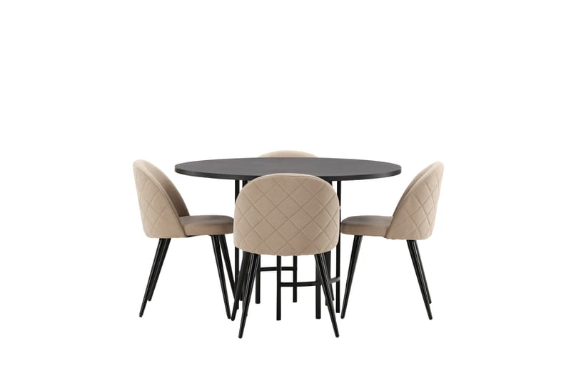 Copenhagen Matgrupp 115 cm Rund med 4 Velvet stolar - Beige - Möbler - Matplats - Matgrupp & matbord med stolar