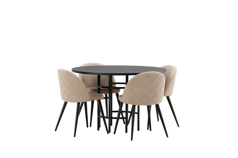 Copenhagen Matgrupp 115 cm Rund med 4 Velvet stolar - Beige - Möbler - Matplats - Matgrupp & matbord med stolar