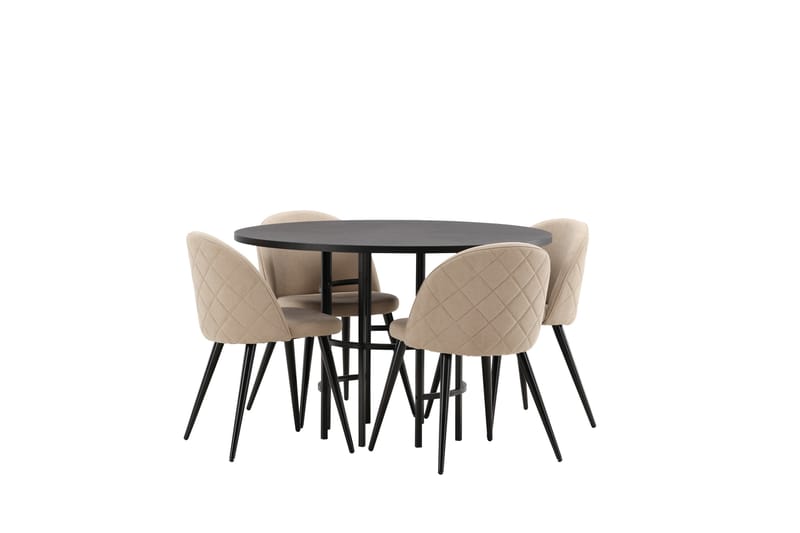 Copenhagen Matgrupp 115 cm Rund med 4 Velvet stolar - Beige - Möbler - Matplats - Matgrupp & matbord med stolar