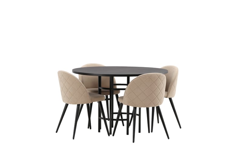 Copenhagen Matgrupp 115 cm Rund med 4 Velvet stolar - Beige - Möbler - Matplats - Matgrupp & matbord med stolar
