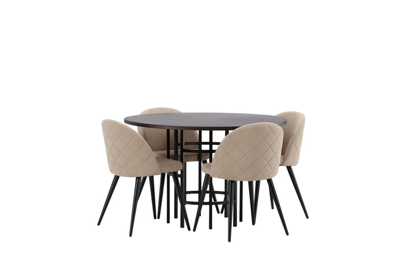 Copenhagen Matgrupp 115 cm Rund med 4 Velvet stolar - Beige - Möbler - Matplats - Matgrupp & matbord med stolar