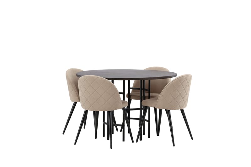 Copenhagen Matgrupp 115 cm Rund med 4 Velvet stolar - Beige - Möbler - Matplats - Matgrupp & matbord med stolar