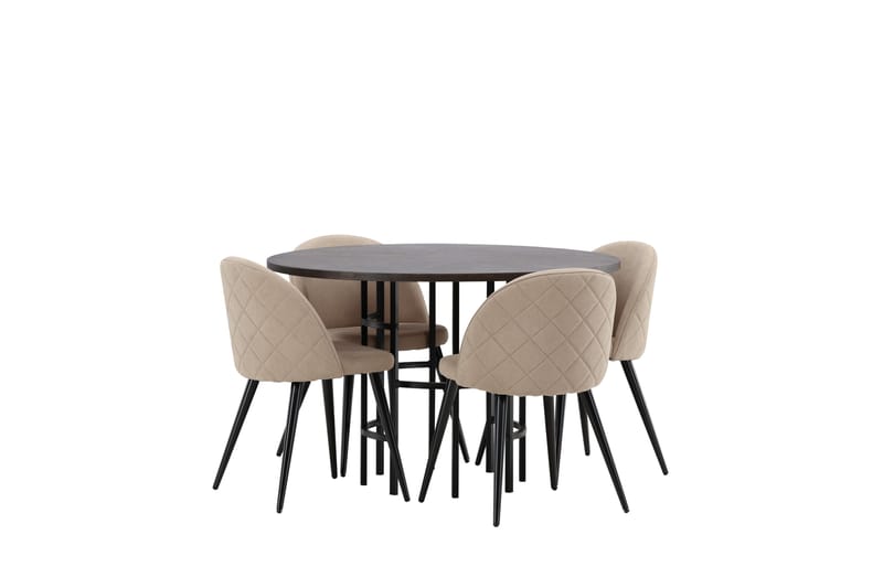 Copenhagen Matgrupp 115 cm Rund med 4 Velvet stolar - Beige - Möbler - Matplats - Matgrupp & matbord med stolar
