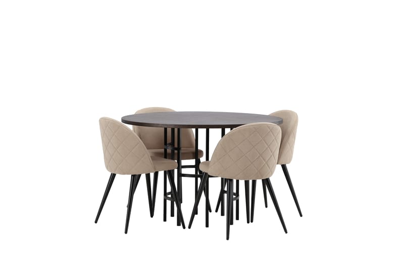 Copenhagen Matgrupp 115 cm Rund med 4 Velvet stolar - Beige - Möbler - Matplats - Matgrupp & matbord med stolar