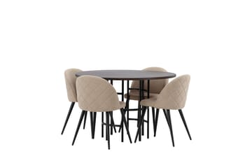 Copenhagen Matgrupp 115 cm Rund med 4 Velvet stolar - Beige - Möbler - Matplats - Matgrupp & matbord med stolar
