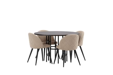 Copenhagen Matgrupp 115 cm Rund med 4 Velvet stolar - Beige - Möbler - Matplats - Matgrupp & matbord med stolar