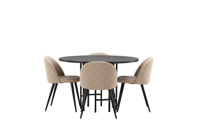 Copenhagen Matgrupp 115 cm Rund med 4 Velvet stolar - Beige - Möbler - Matplats - Matgrupp & matbord med stolar
