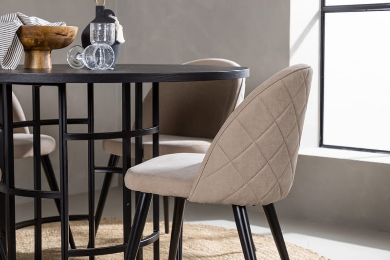 Copenhagen Matgrupp 115 cm Rund med 4 Velvet stolar - Beige - Möbler - Matplats - Matgrupp & matbord med stolar