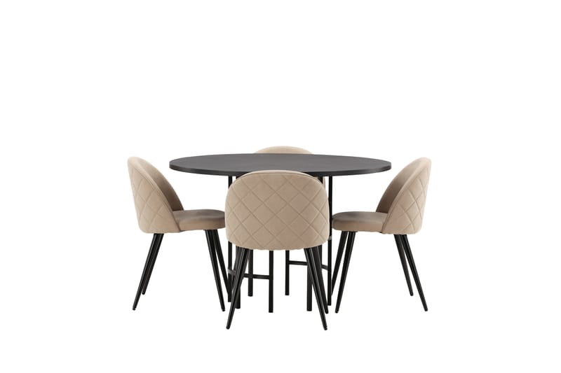 Copenhagen Matgrupp 115 cm Rund med 4 Velvet stolar - Beige - Möbler - Matplats - Matgrupp & matbord med stolar