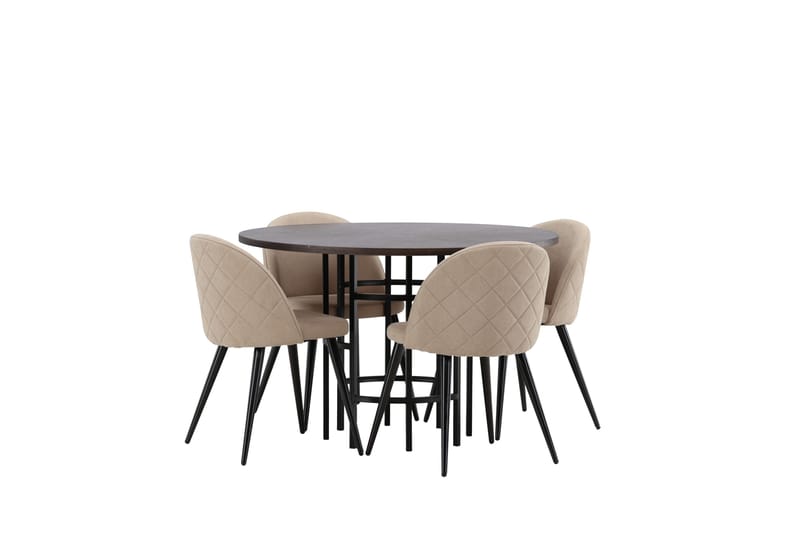 Copenhagen Matgrupp 115 cm Rund med 4 Velvet stolar - Beige - Möbler - Matplats - Matgrupp & matbord med stolar