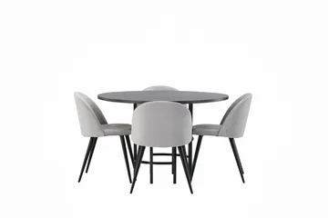 Copenhagen Matgrupp 115 cm Rund med 4 Velvet stolar - Grå - Möbler - Matplats - Matgrupp & matbord med stolar