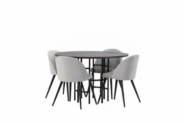 Copenhagen Matgrupp 115 cm Rund med 4 Velvet stolar - Grå - Möbler - Matplats - Matgrupp & matbord med stolar