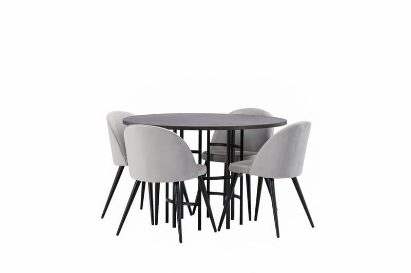 Copenhagen Matgrupp 115 cm Rund med 4 Velvet stolar - Grå - Möbler - Matplats - Matgrupp & matbord med stolar