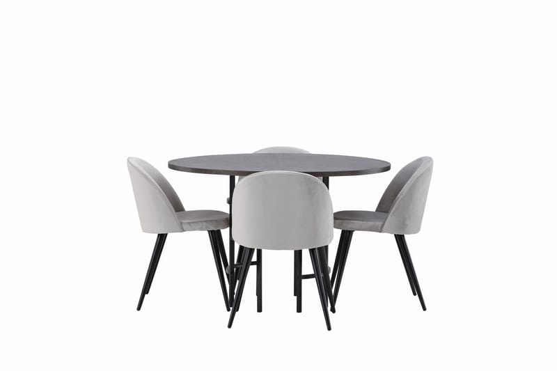 Copenhagen Matgrupp 115 cm Rund med 4 Velvet stolar - Grå - Möbler - Matplats - Matgrupp & matbord med stolar