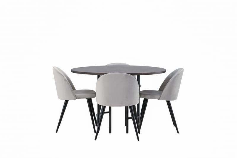 Copenhagen Matgrupp 115 cm Rund med 4 Velvet stolar - Grå - Möbler - Matplats - Matgrupp & matbord med stolar