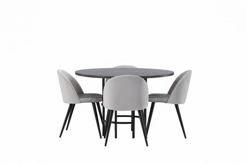 Copenhagen Matgrupp 115 cm Rund med 4 Velvet stolar - Grå - Möbler - Matplats - Matgrupp & matbord med stolar