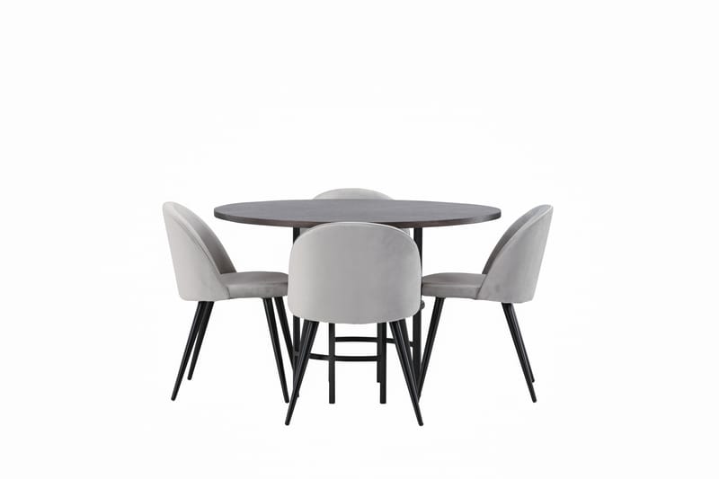 Copenhagen Matgrupp 115 cm Rund med 4 Velvet stolar - Grå - Möbler - Matplats - Matgrupp & matbord med stolar