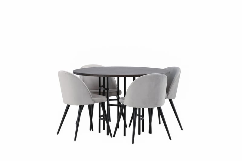 Copenhagen Matgrupp 115 cm Rund med 4 Velvet stolar - Grå - Möbler - Matplats - Matgrupp & matbord med stolar