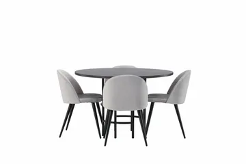 Copenhagen Matgrupp 115 cm Rund med 4 Velvet stolar - Grå - Möbler - Matplats - Matgrupp & matbord med stolar