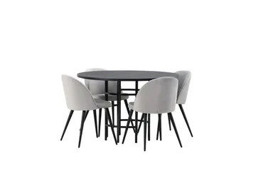 Copenhagen Matgrupp 115 cm Rund med 4 Velvet stolar - Svart - Möbler - Matplats - Matgrupp & matbord med stolar