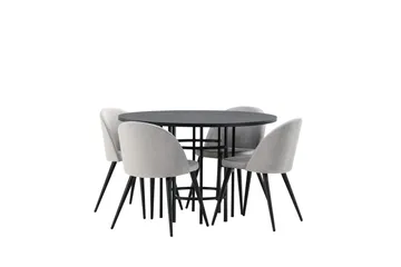 Copenhagen Matgrupp 115 cm Rund med 4 Velvet stolar - Svart - Möbler - Matplats - Matgrupp & matbord med stolar