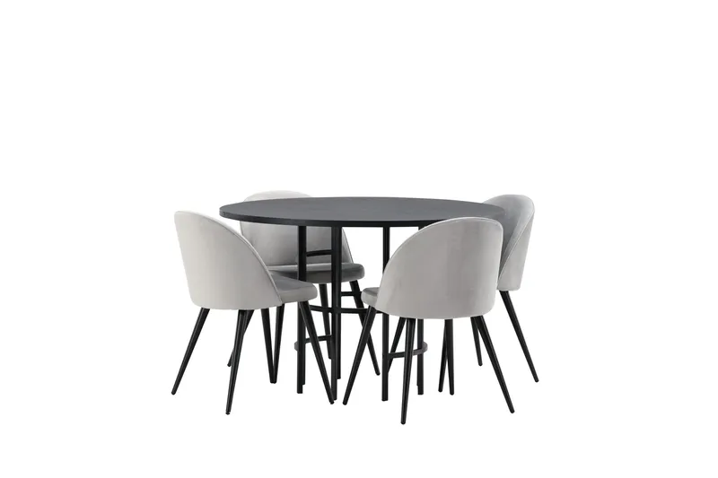 Copenhagen Matgrupp 115 cm Rund med 4 Velvet stolar - Svart - Möbler - Matplats - Matgrupp & matbord med stolar