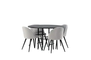 Copenhagen Matgrupp 115 cm Rund med 4 Velvet stolar - Svart - Möbler - Matplats - Matgrupp & matbord med stolar