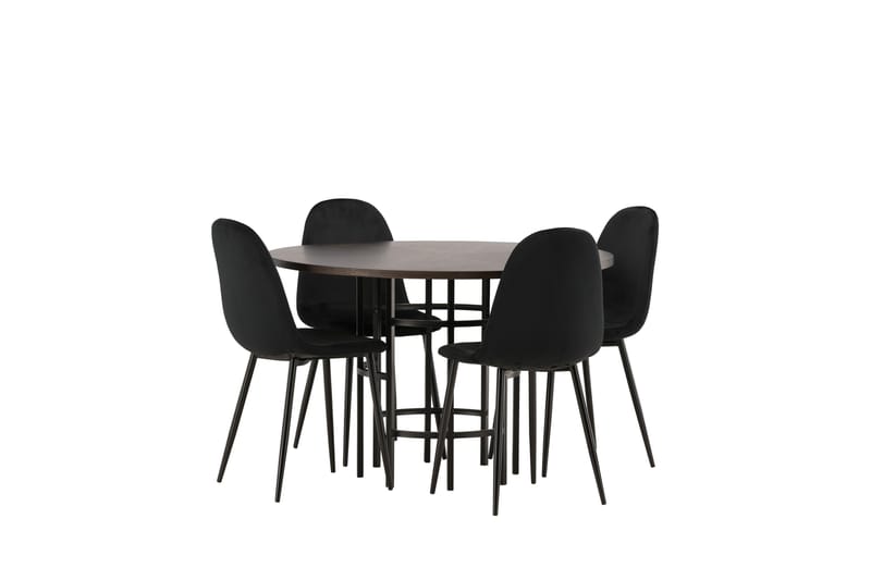 Copenhagen Matgrupp 115 cm Rund med 4 Polar stolar - Svart - Möbler - Matplats - Matgrupp & matbord med stolar