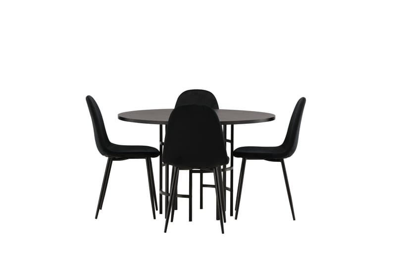 Copenhagen Matgrupp 115 cm Rund med 4 Polar stolar, Svart