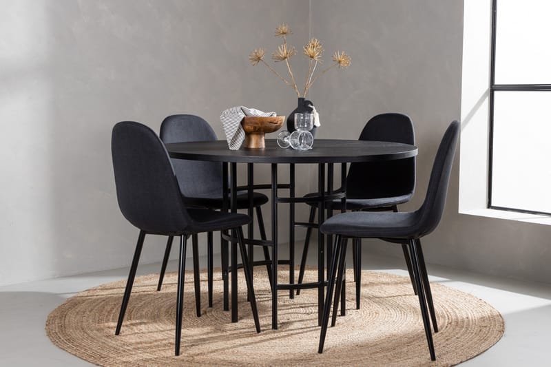 Copenhagen Matgrupp 115 cm Rund med 4 Polar stolar - Svart - Möbler - Matplats - Matgrupp & matbord med stolar
