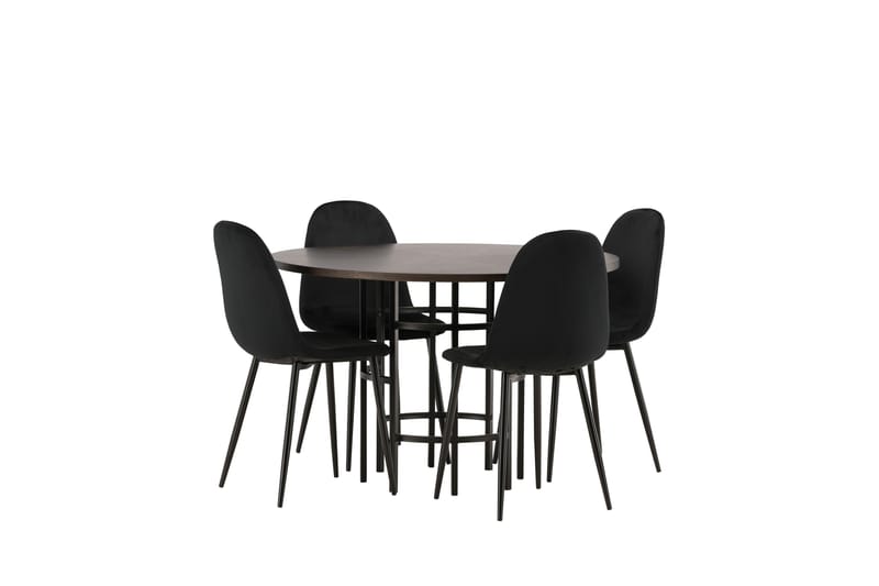 Copenhagen Matgrupp 115 cm Rund med 4 Polar stolar - Svart - Möbler - Matplats - Matgrupp & matbord med stolar