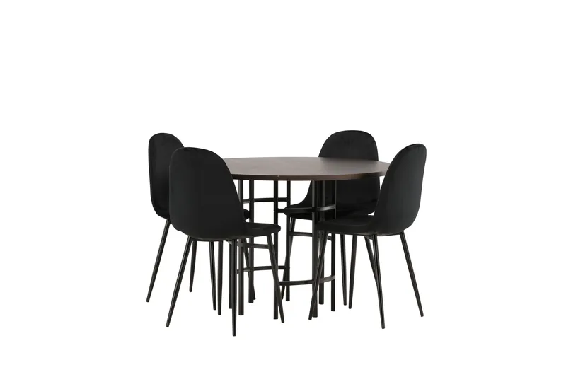 Copenhagen Matgrupp 115 cm Rund med 4 Polar stolar - Svart - Möbler - Matplats - Matgrupp & matbord med stolar
