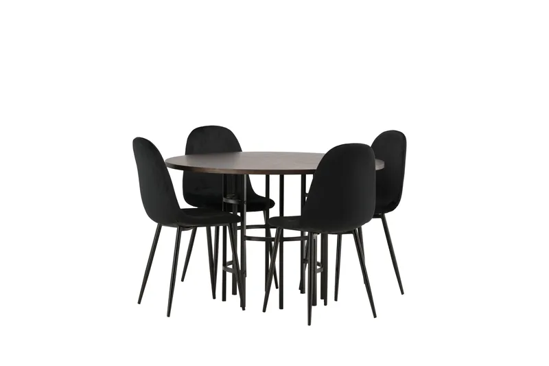 Copenhagen Matgrupp 115 cm Rund med 4 Polar stolar - Svart - Möbler - Matplats - Matgrupp & matbord med stolar