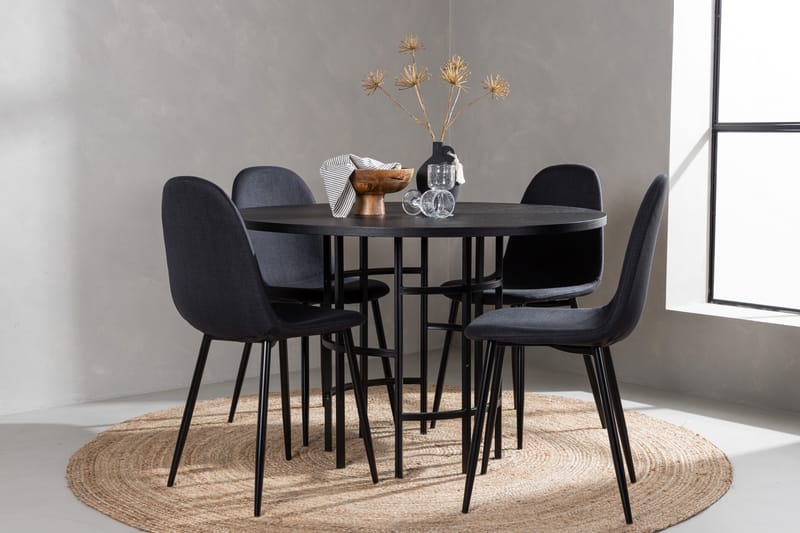 Copenhagen Matgrupp 115 cm Rund med 4 Polar stolar - Svart - Möbler - Matplats - Matgrupp & matbord med stolar