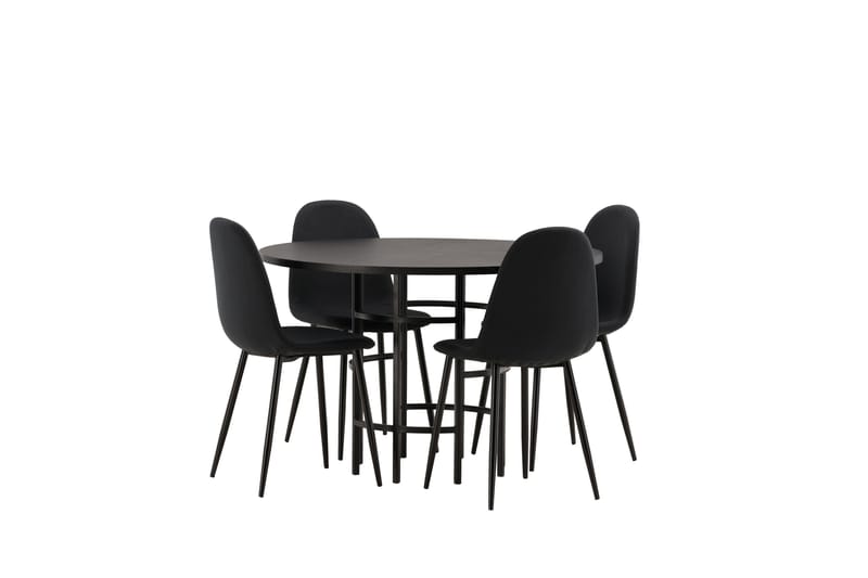 Copenhagen Matgrupp 115 cm Rund med 4 Polar stolar - Svart - Möbler - Matplats - Matgrupp & matbord med stolar