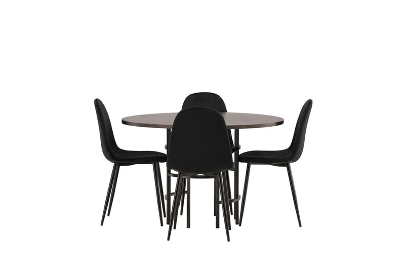 Copenhagen Matgrupp 115 cm Rund med 4 Polar stolar, Svart