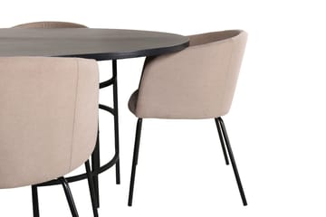 Copenhagen Matgrupp 140 cm Rund med 4 Berit stolar - Beige/Svart - Möbler - Matplats - Matgrupp & matbord med stolar