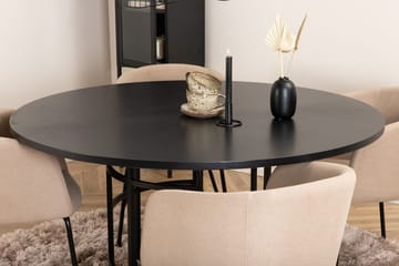 Copenhagen Matgrupp 140 cm Rund med 4 Berit stolar - Beige/Svart - Möbler - Matplats - Matgrupp & matbord med stolar