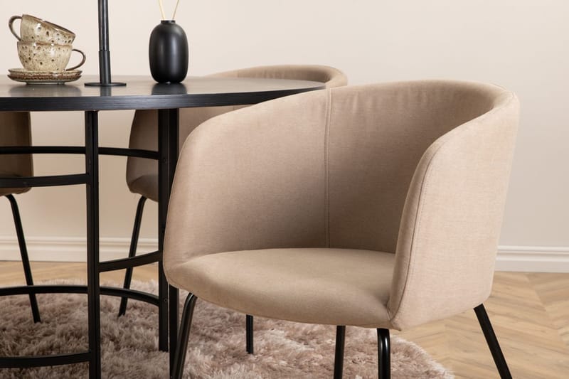 Copenhagen Matgrupp 140 cm Rund med 4 Berit stolar - Beige/Svart - Möbler - Matplats - Matgrupp & matbord med stolar