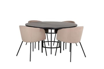 Copenhagen Matgrupp 140 cm Rund med 4 Berit stolar - Beige/Svart - Möbler - Matplats - Matgrupp & matbord med stolar