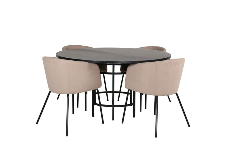 Copenhagen Matgrupp 140 cm Rund med 4 Berit stolar - Beige/Svart - Möbler - Matplats - Matgrupp & matbord med stolar